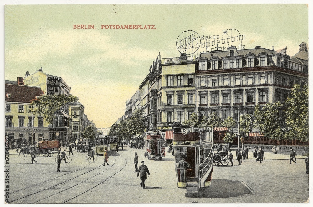 Fototapeta premium Potsdamer Platz in Berlin 1906 (Col. Postkarte)