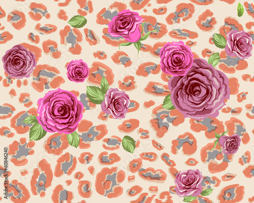 Rose and leopard pattern