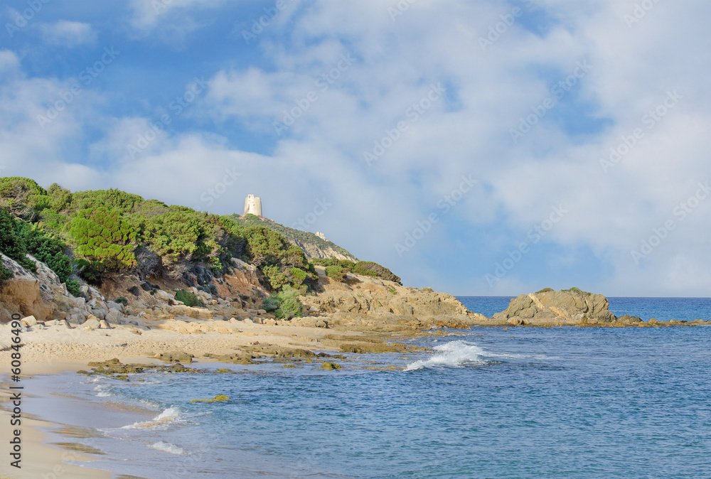 Ocean landscape with a old lighthouse