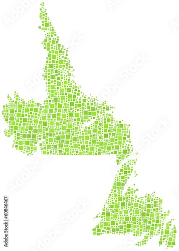 Newfoundland & Labrador in a mosaic of green squares photo