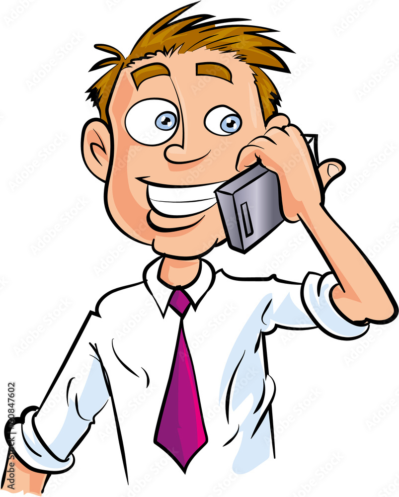 Cartoon office worker making phone call Stock Vector | Adobe Stock