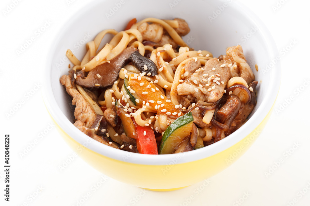 noodle with meat and vegetables noodle with meat and vegetables