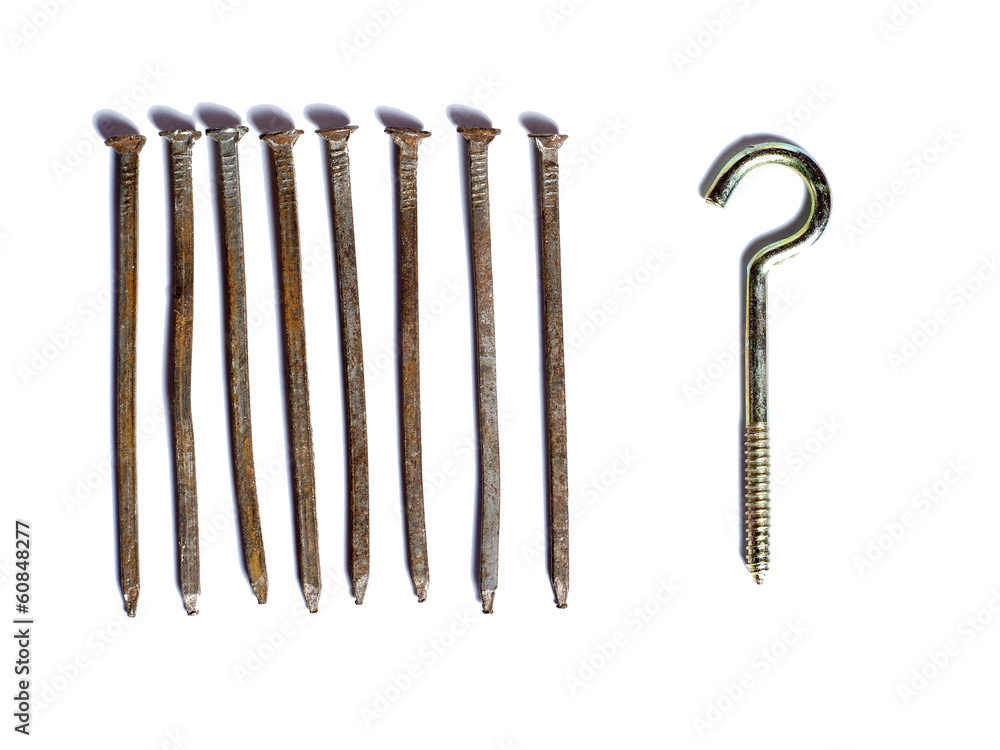 Nails with one screw diffrent from others Nails with one screw diffrent from others