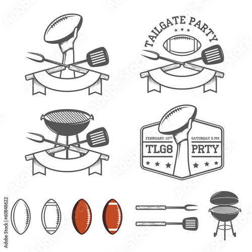 Tailgate party design elements set photo