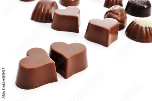 heart-shaped chocolate bonbons