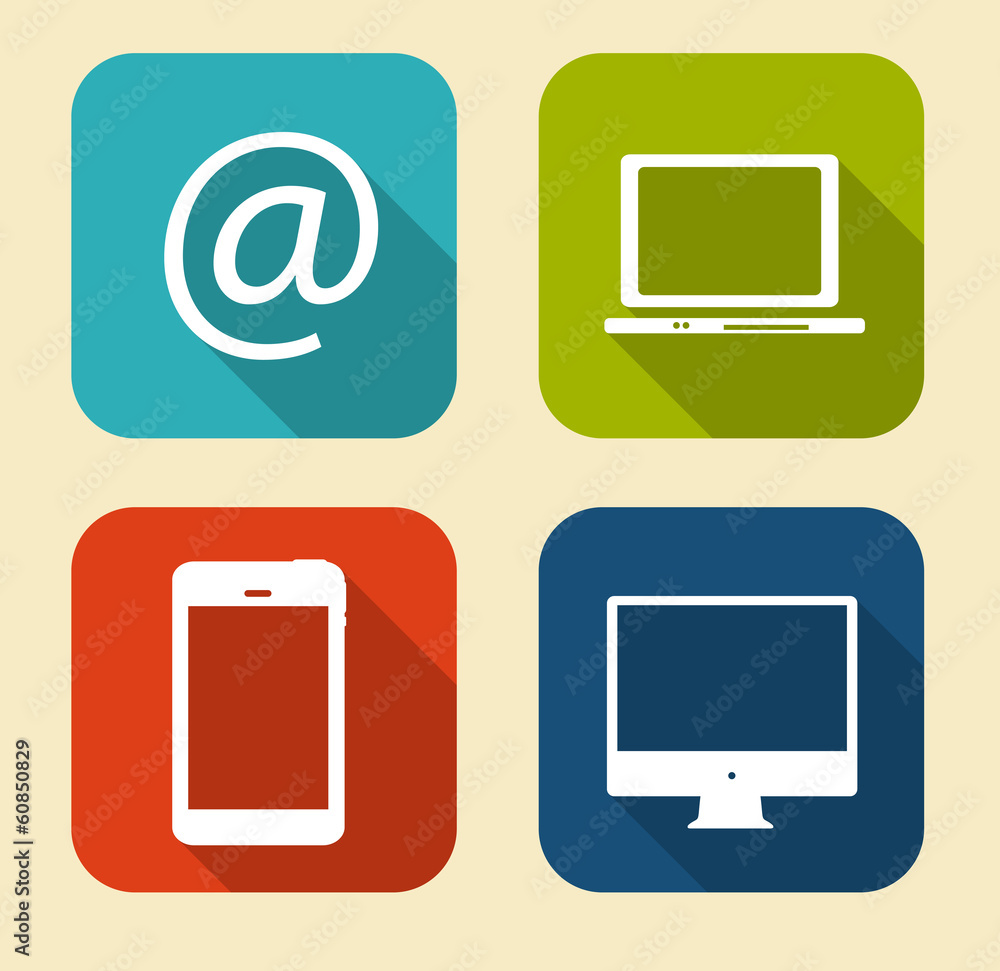 Modern Flat Icon Set for Web and Mobile Application in Stylish C Modern Flat Icon Set for Web and Mobile Application in Stylish C