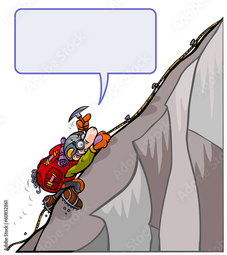Cartoon courageous Mountaineer.