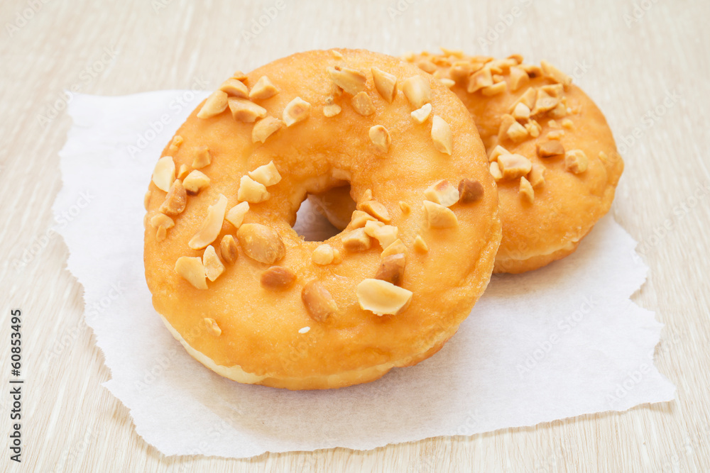 Peanut butter donuts on paper