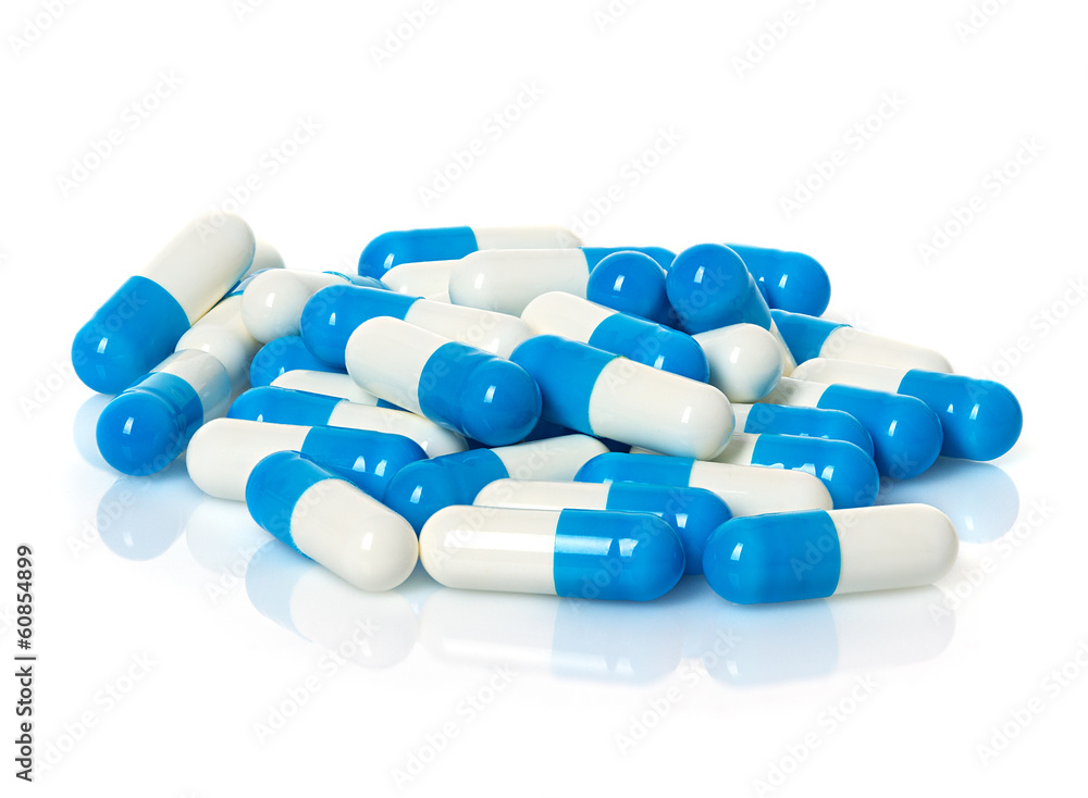 medical blue pills capsule isolated