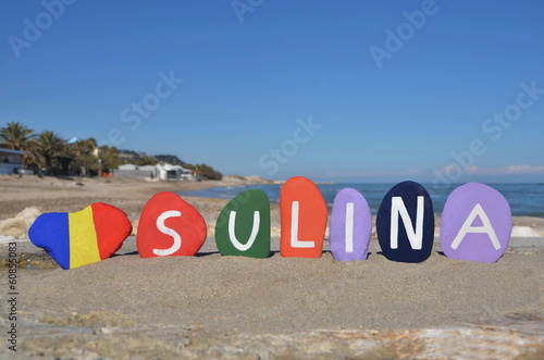 Sulina, Romania, souvenir on colourful stones