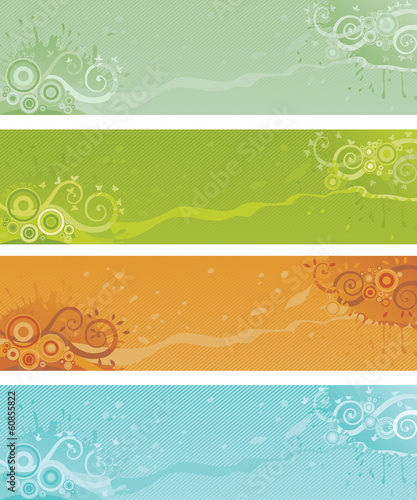banners of summer, winter, soring and autumn at retro style