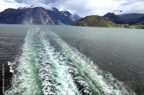 View from a cruise ship, Geirangerfjord, Norway. photo