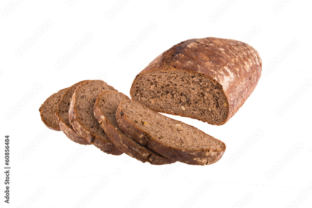 Rye bread sliced isolated on white background. Rye bread sliced isolated on white background.