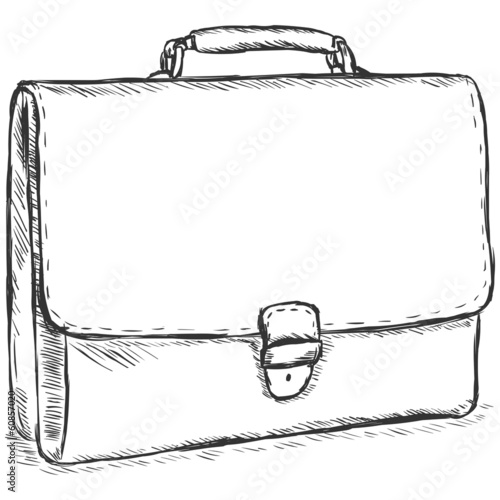 vector sketch illustration - leather briefcase