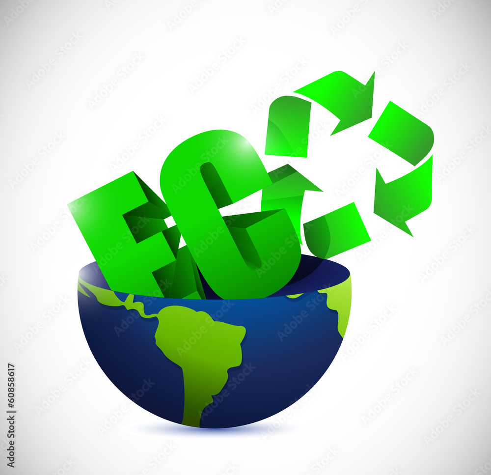 eco half globe illustration design