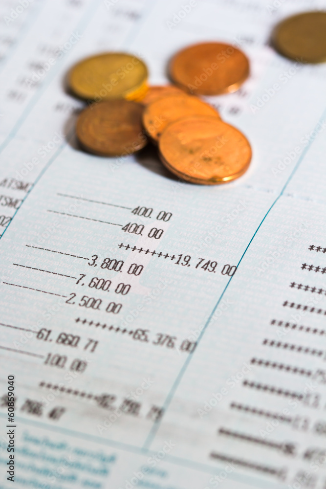 Close up of saving account passbook Close up of saving account passbook