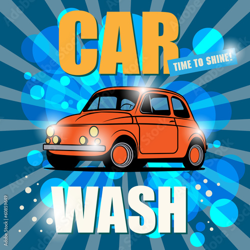 Retro car wash sign  vector illustration
