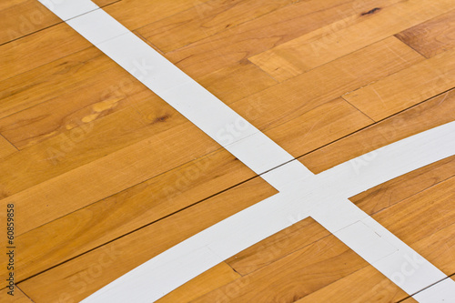 line on wooden floor basketball court