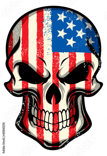 american flag painted on skull