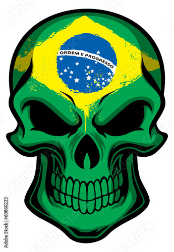 brazil flag painted on skull