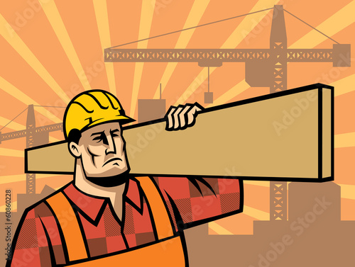building worker with board