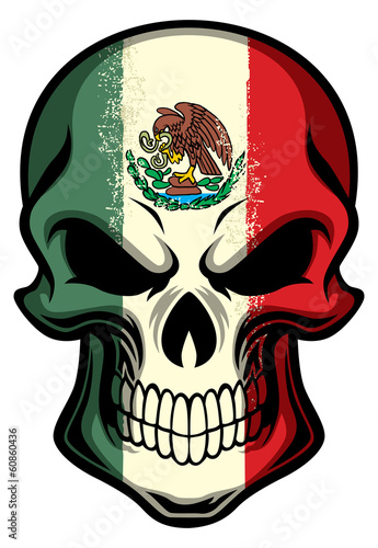 mexico flag painted on a skull