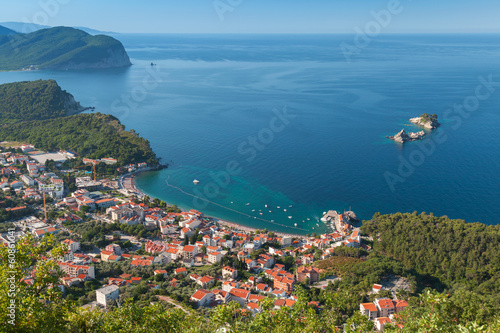 Adriatic Sea Coast Landscape. Petrovac town, Montenegro photo