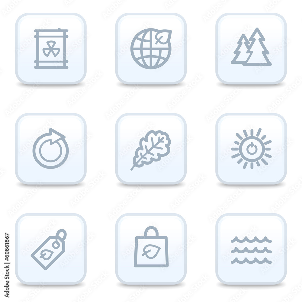 Ecology web icons, square buttons Ecology web icons, square buttons