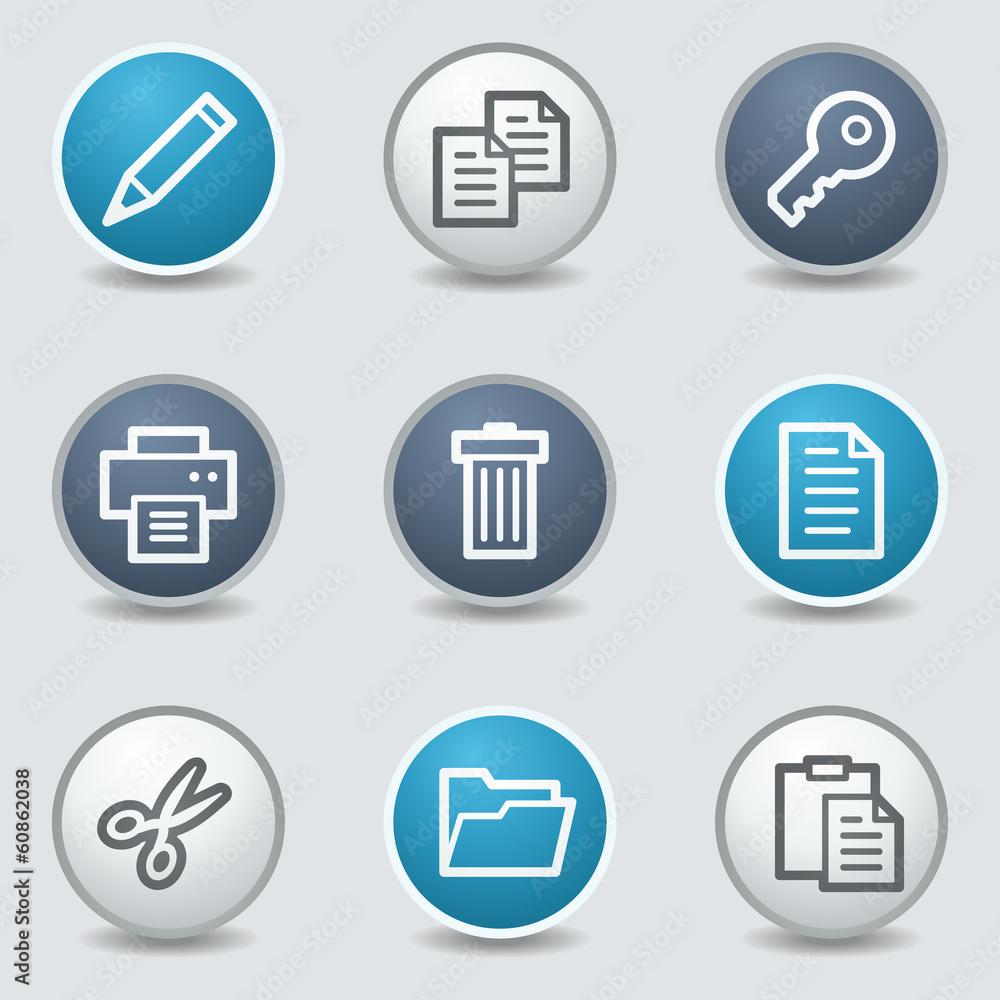 Document web icons, circle blue buttons Document web icons, circle blue buttons