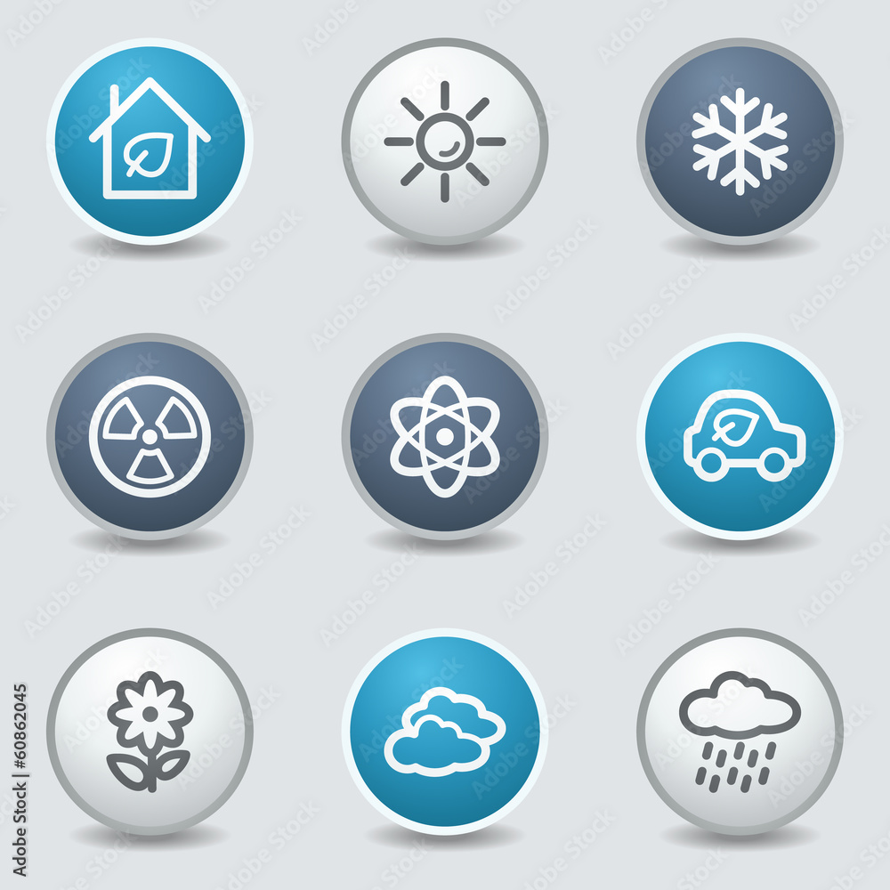 Ecology web icons, circle blue buttons Ecology web icons, circle blue buttons