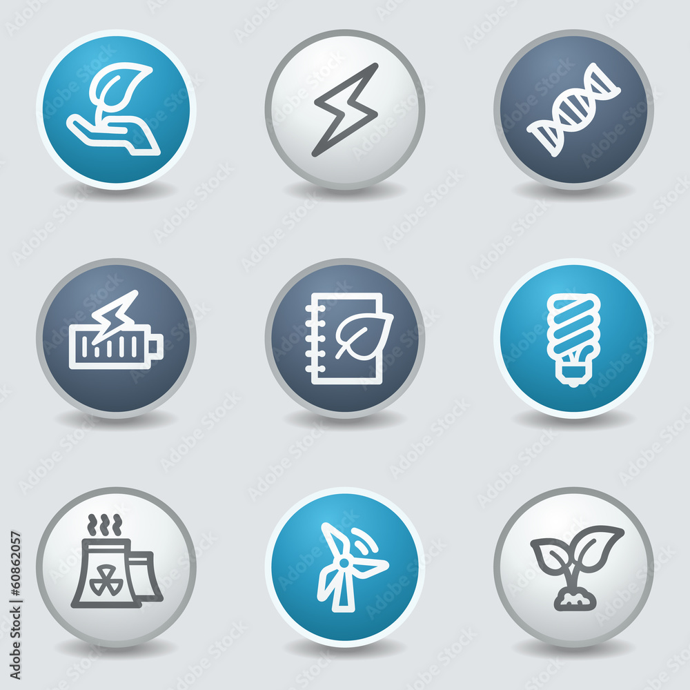Ecology web icons, circle blue buttons Ecology web icons, circle blue buttons