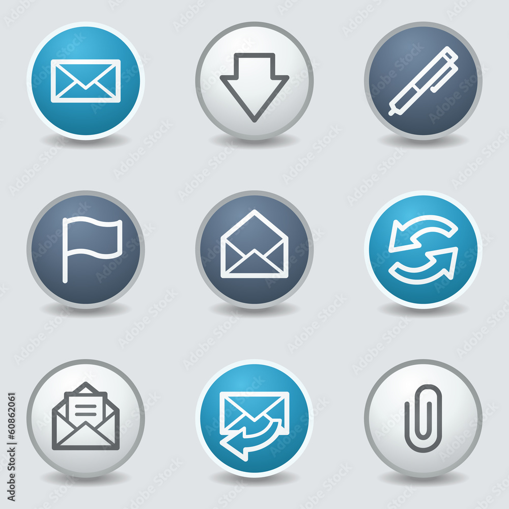 E-mail web icons, circle blue buttons E-mail web icons, circle blue buttons