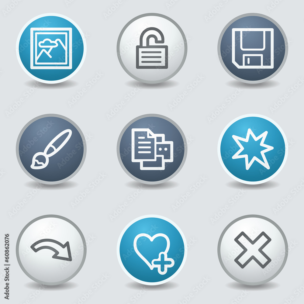 Image viewer web icons, circle blue buttons Image viewer web icons, circle blue buttons