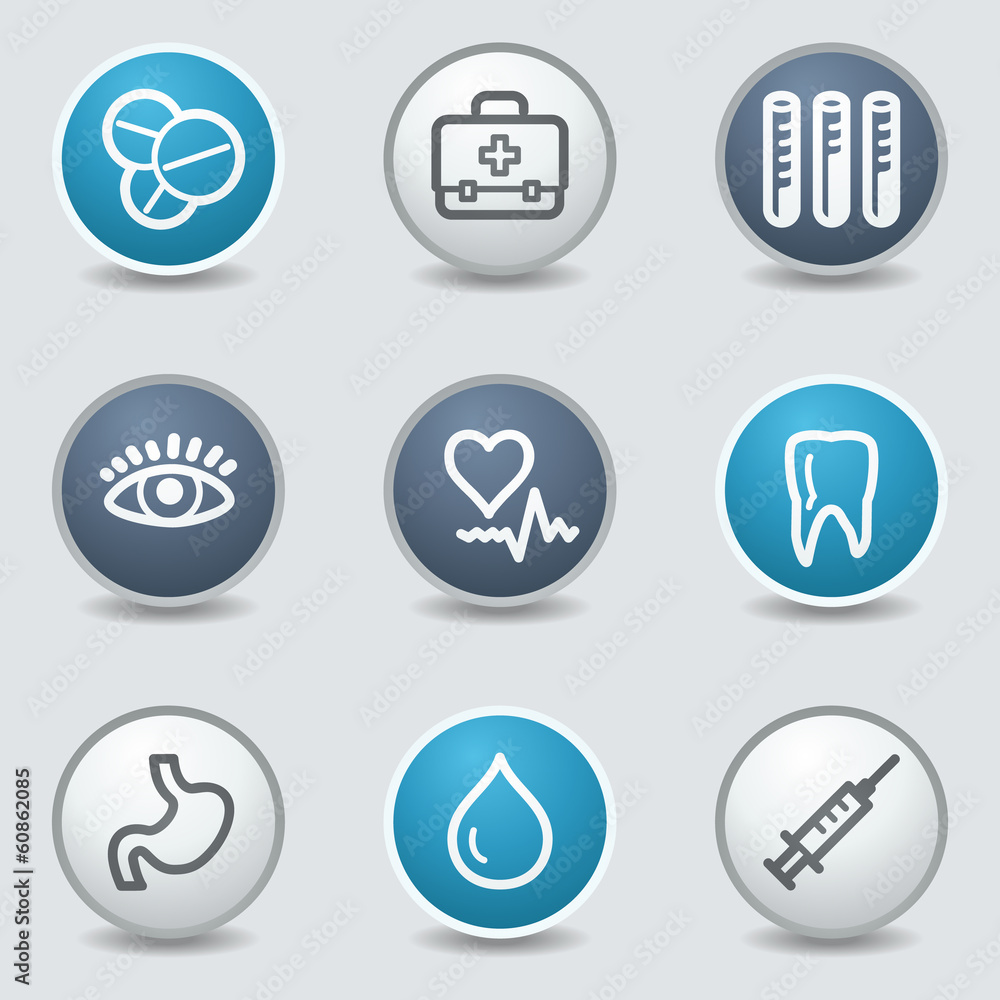 Medicine web icons, circle blue buttons Medicine web icons, circle blue buttons