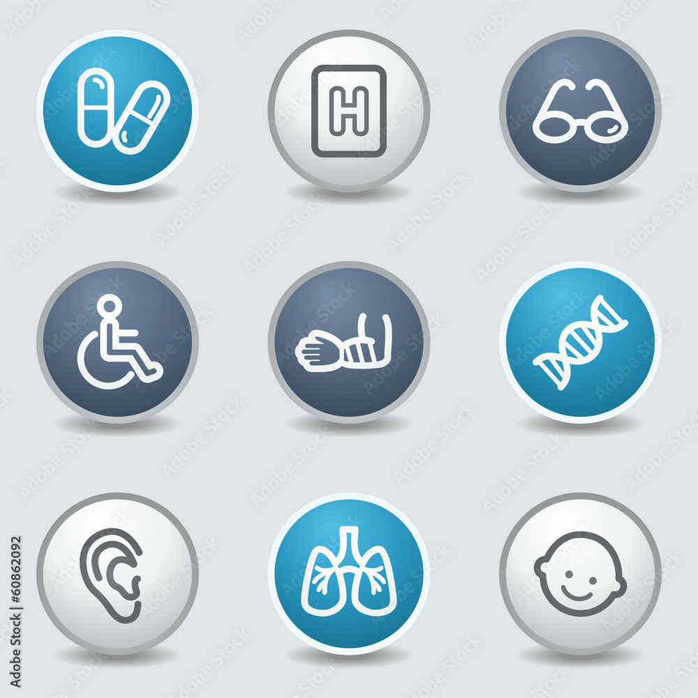 Medicine web icons, circle blue buttons Medicine web icons, circle blue buttons
