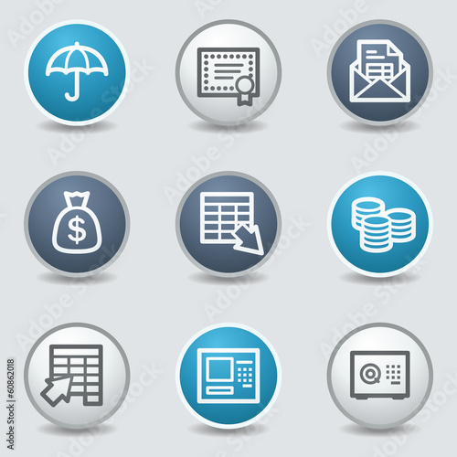 Banking web icons, circle blue buttons