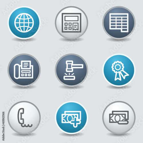 Finance web icons, circle blue buttons
