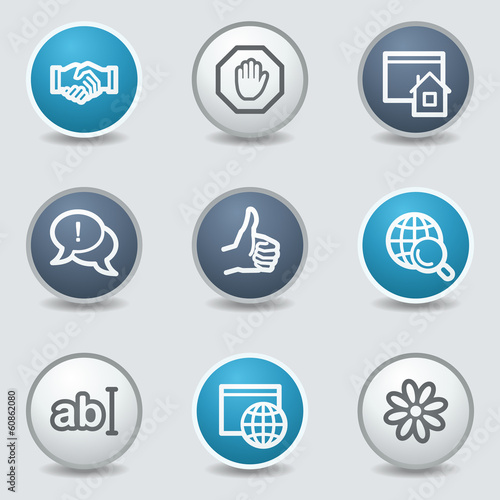 Internet web icons, circle blue buttons