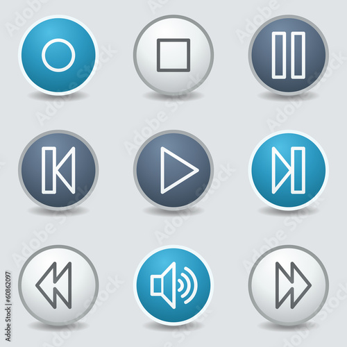 Free Download Media player web icons, circle blue buttons - GFXLoad