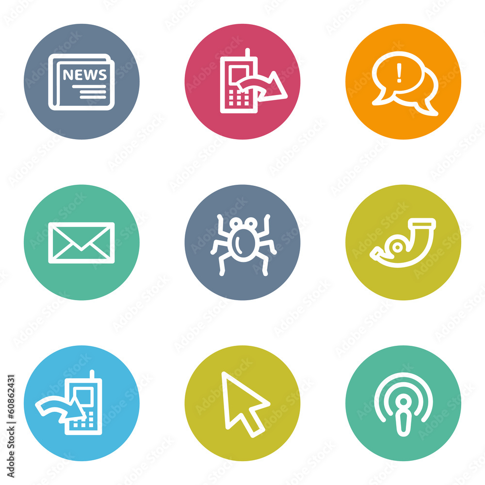 Internet web icons set 2, color circle buttons Internet web icons set 2, color circle buttons