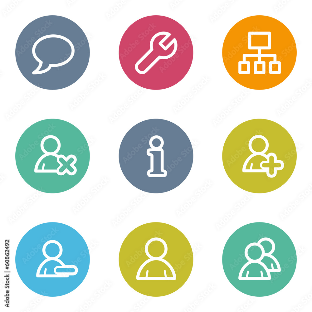 Users web icons, color circle buttons Users web icons, color circle buttons