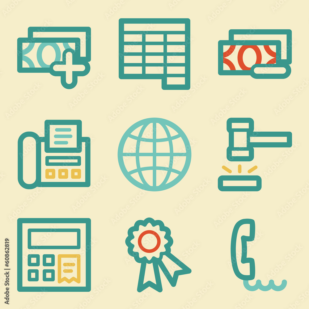 Finance web icons, retro colors Finance web icons, retro colors