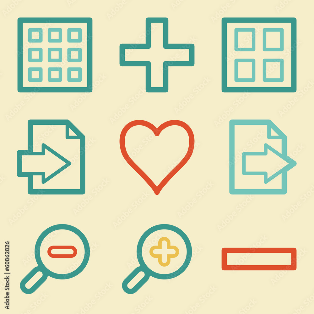 Fototapeta premium Image viewer web icons, retro colors