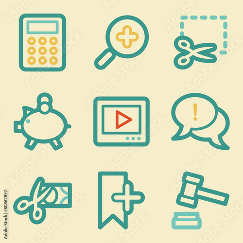 Shopping web icons, retro colors