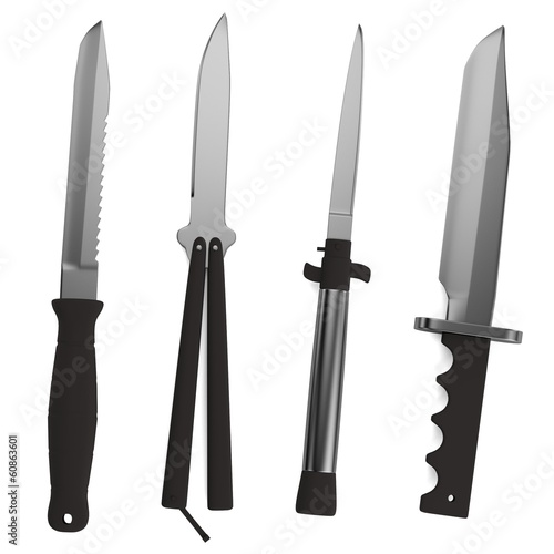 realistic 3d render of knives