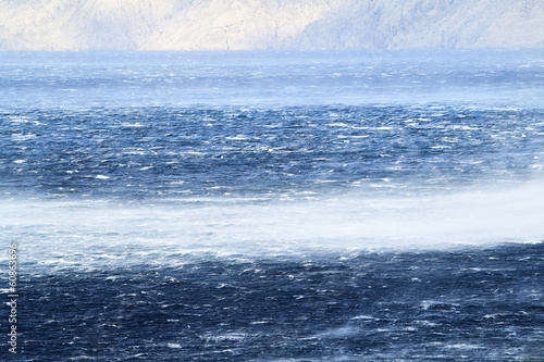 Raging sea with furious waves