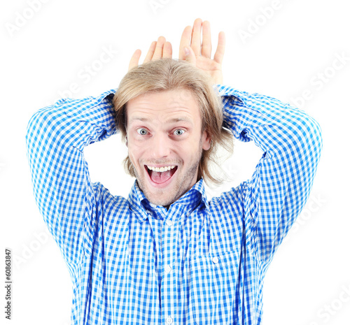 Young man isolated on white