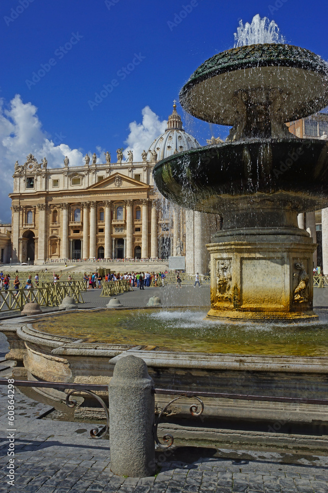 Fountain in St. Peter's Square at the Vatican, Rome, Italy