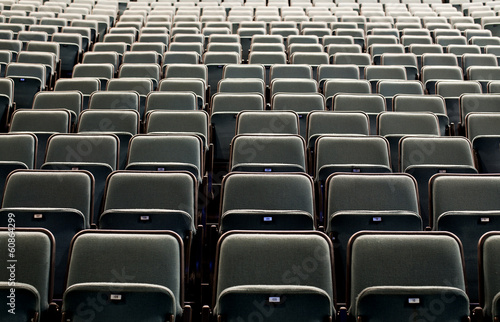 Empty rows of chairs, seats in the concert hall,