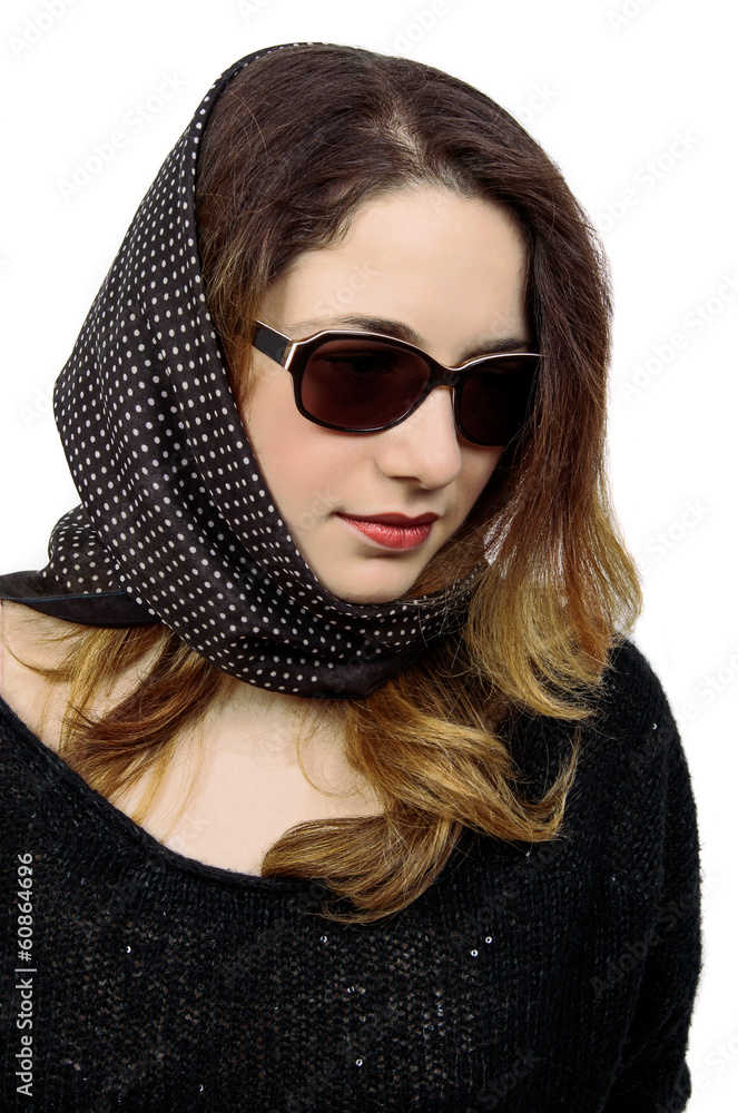 Beautiful young model with big glasses-close up Beautiful young model with big glasses-close up